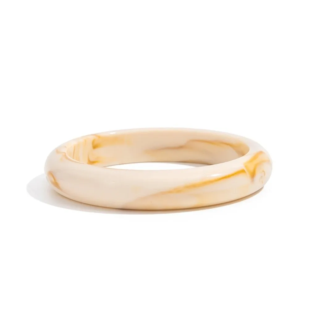 French Style Arched Stackable Bangles Gold Metal Smooth Cuff Cuff Bracelet Geometric Multi-Functional Wide Bangle Casual