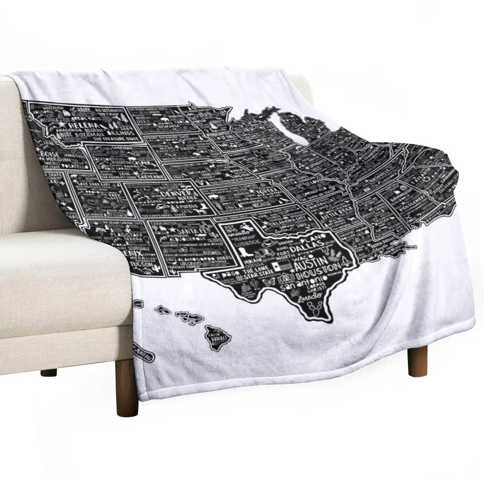 

United States Map Throw Blanket Luxury Designer Blanket Travel Blanket Beach Blanket Sofa Blankets