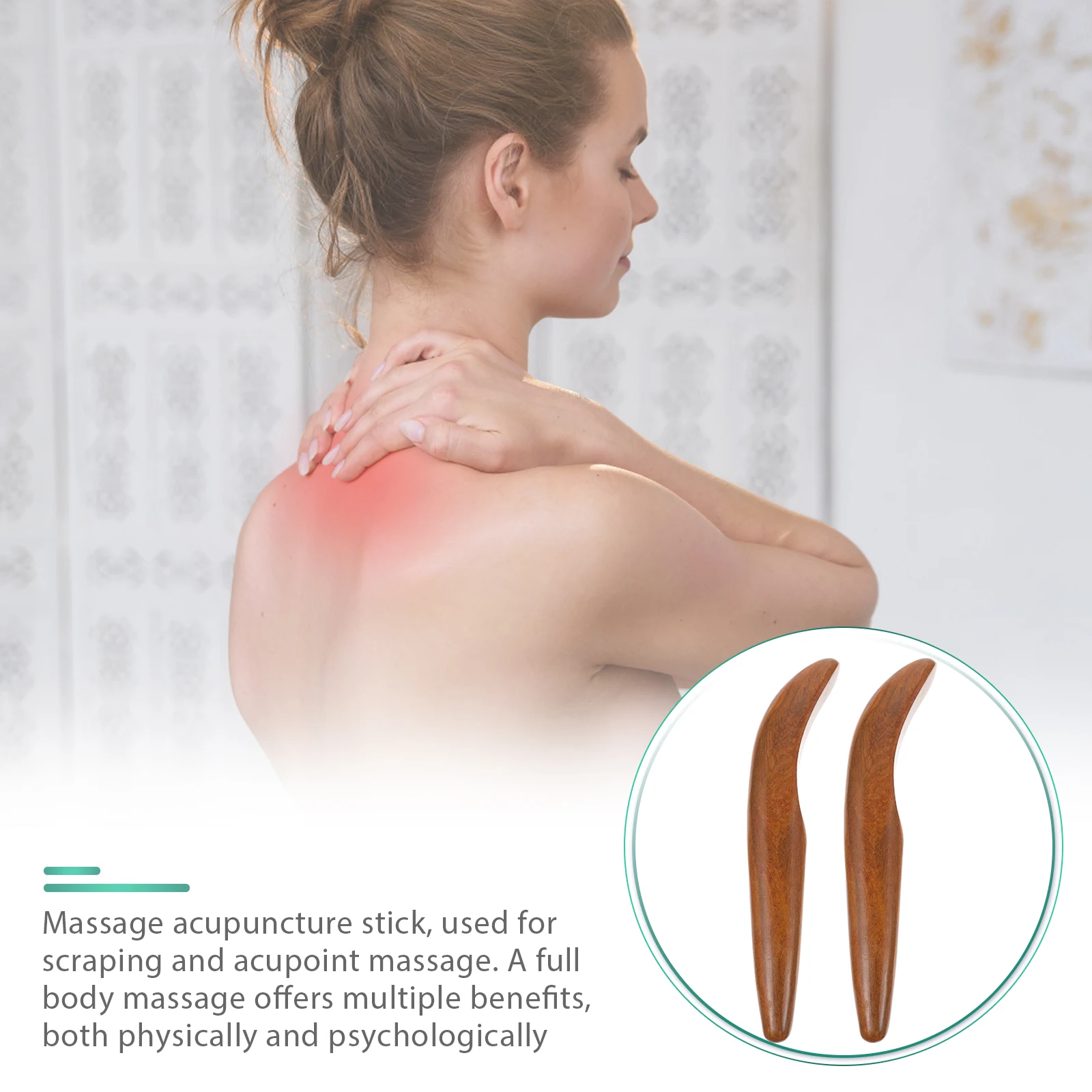 

2pcs Wooden Massage Sticks Light Brown Lymphatic Scraping Tool For Acupoint Foot Hand Gua Sha Sticks Body Massaging Instrument