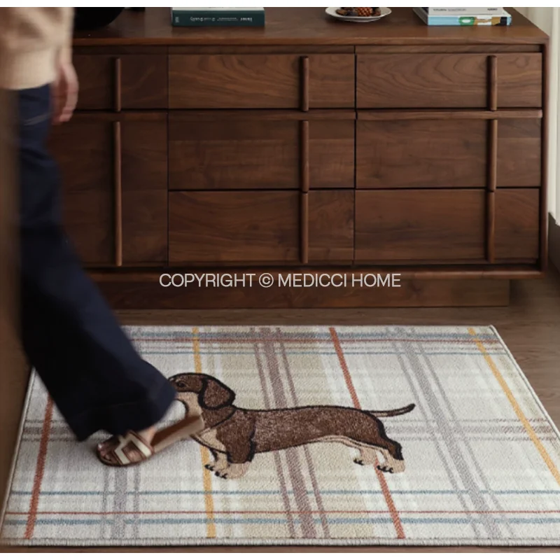 Medicci Home Dachshund Dog Themed Accent Rug Retro Charm And Playful Energy Designer Carpet Floor Mat For Porch Bathroom Bedside