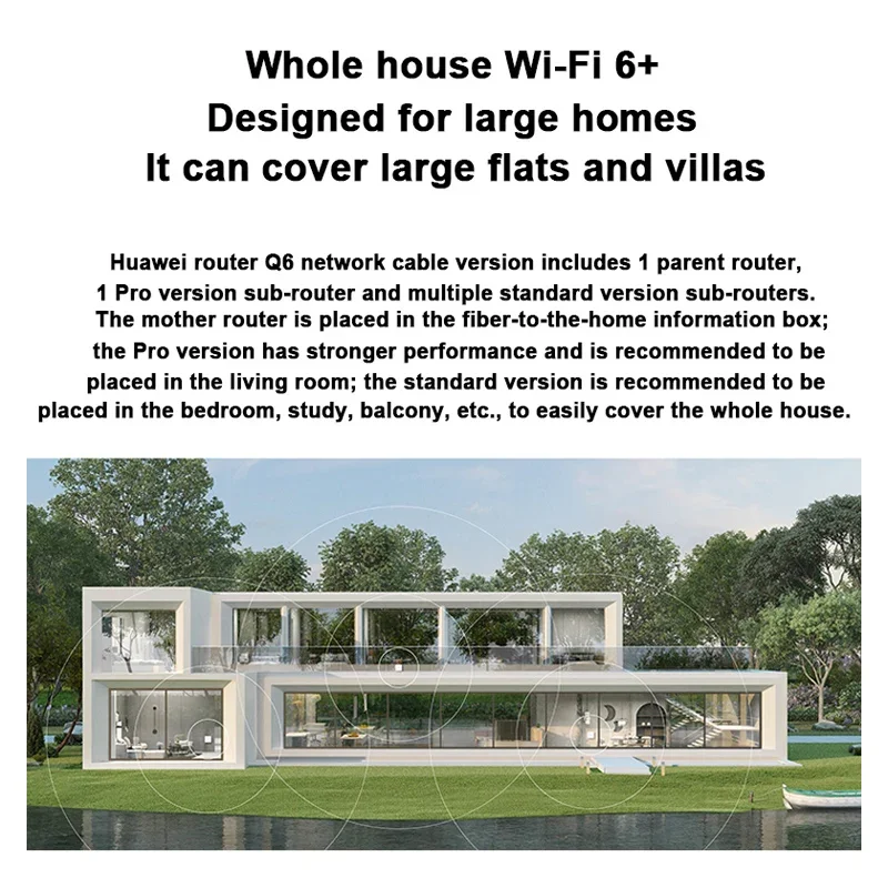 Huawei Q6 Mesh WiFi Router amplificador de red de cobertura completa de doble banda Wi-Fi 6 + 3000Mbps repetidor de señal versión de Cable de red