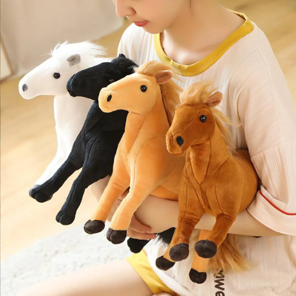 Cartoon Simulation White Black Horse Stuffed Children Plush Toy