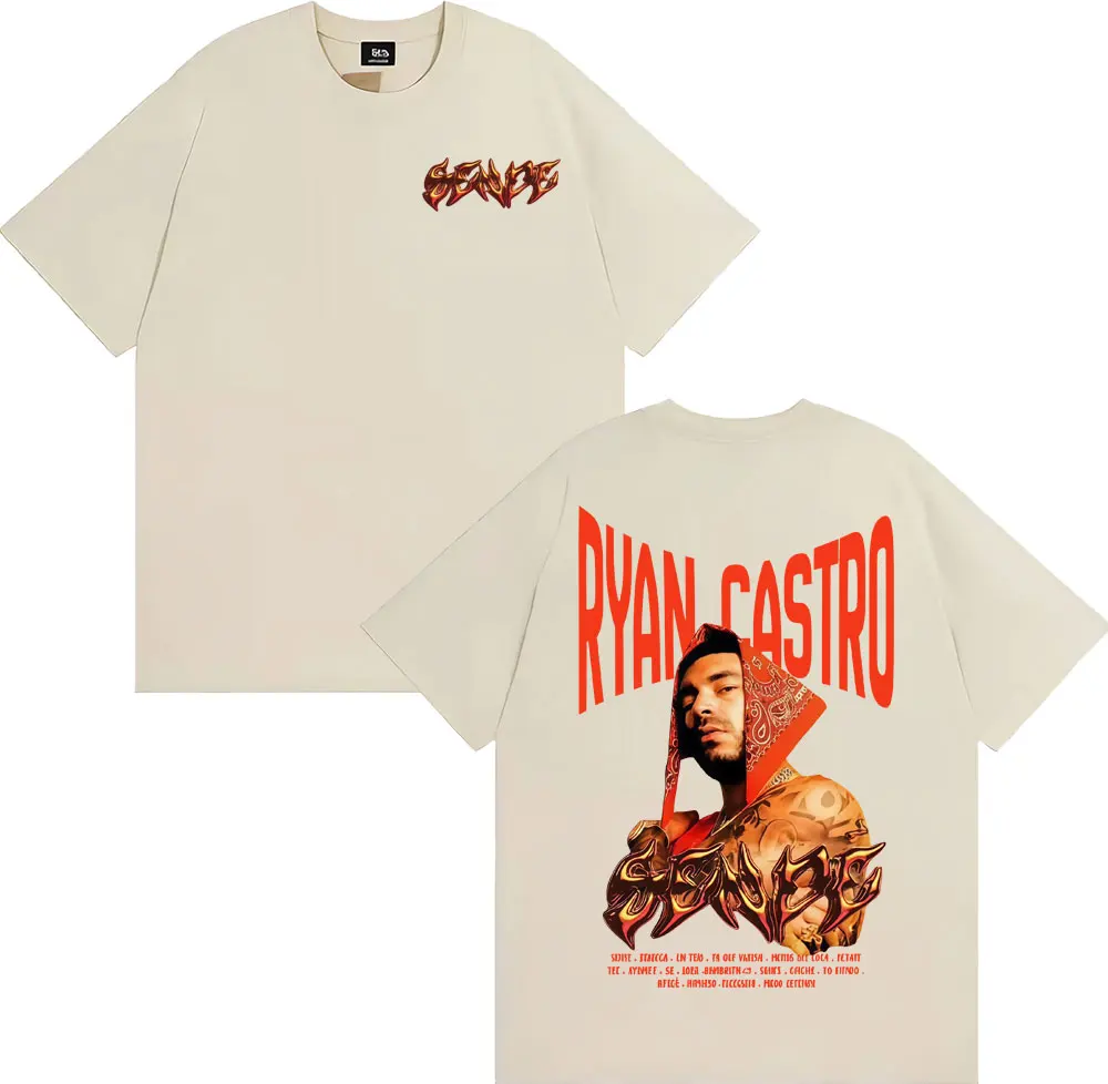 مغني الراب ريان كاسترو ألبوم جولة الجرافيك تي شيرت الرجال النساء موضة الهيب هوب خمر تي شيرت القطن عادية تي شيرتات قصيرة الاكمام بلايز #6