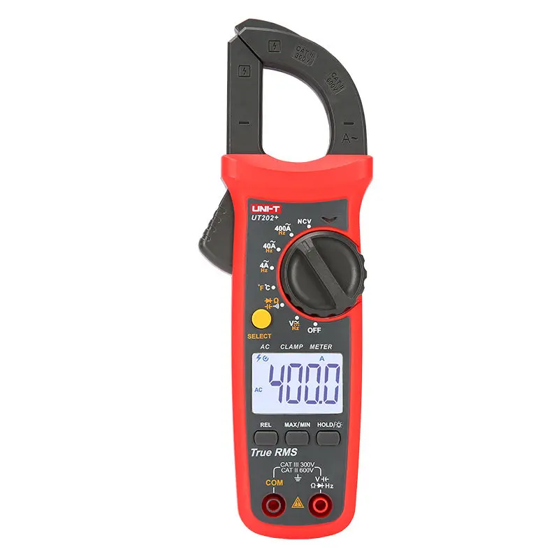 Pinza amperimétrica digital UT203 + UT201 + 204 con rango automático AC/DC y amperímetro pequeño anti-quemaduras