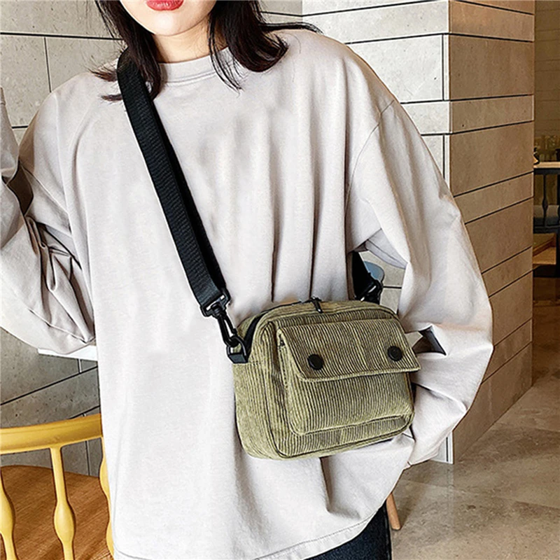 Bag Leisure Single Shoulder Messenger Bag Casual Corduroy Small Square Bag Mini Simple Women CrossBody Bag Purse Phone Bag