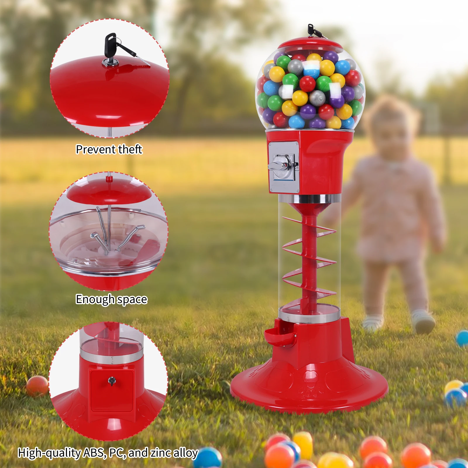 

Coin Operated Capsule Toys with Stand Big Spiral Gumball Bank Large Capacity Spiral Vending Machine for Shopping Mall Decoration