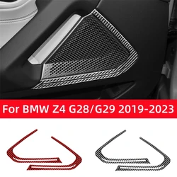 For BMW Z4 Series G28 G29 2019-2023 Carbon Fiber Accessories Interior Car Door Horn Decorative Frame Trim Cover Decor Stickers