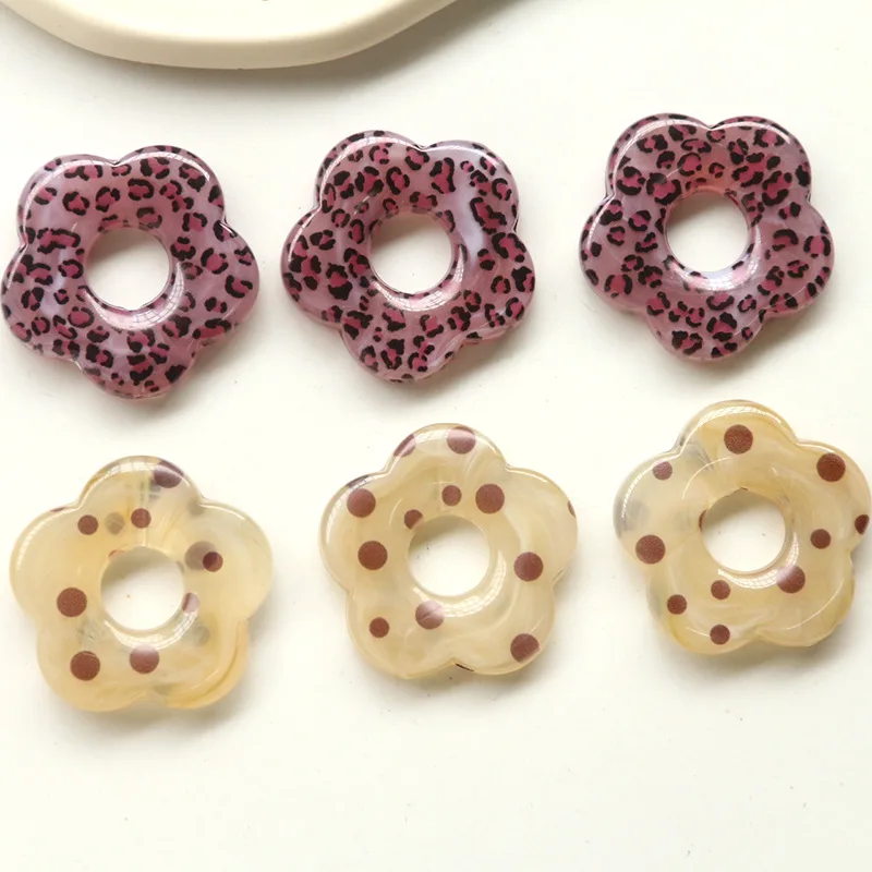 

10pcs Fashion Leopard Print Pendant Charms Acrylic Hollow Flower Necklace Earrings Pendants Connectors Diy Jewelry Making