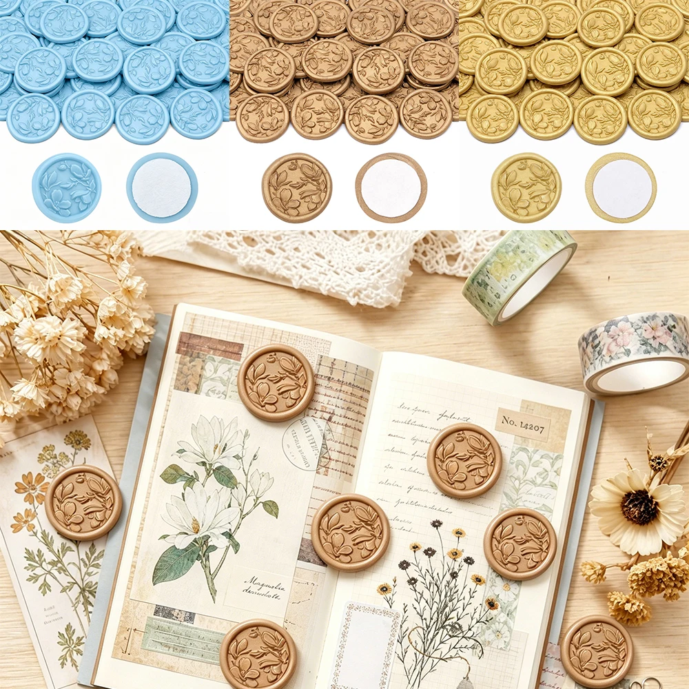 

30pcs Magnolia Flower Wax Seal Stickers Self Adhesive Envelope Seals for Wedding Invitation Birthday & Holiday Party Decor
