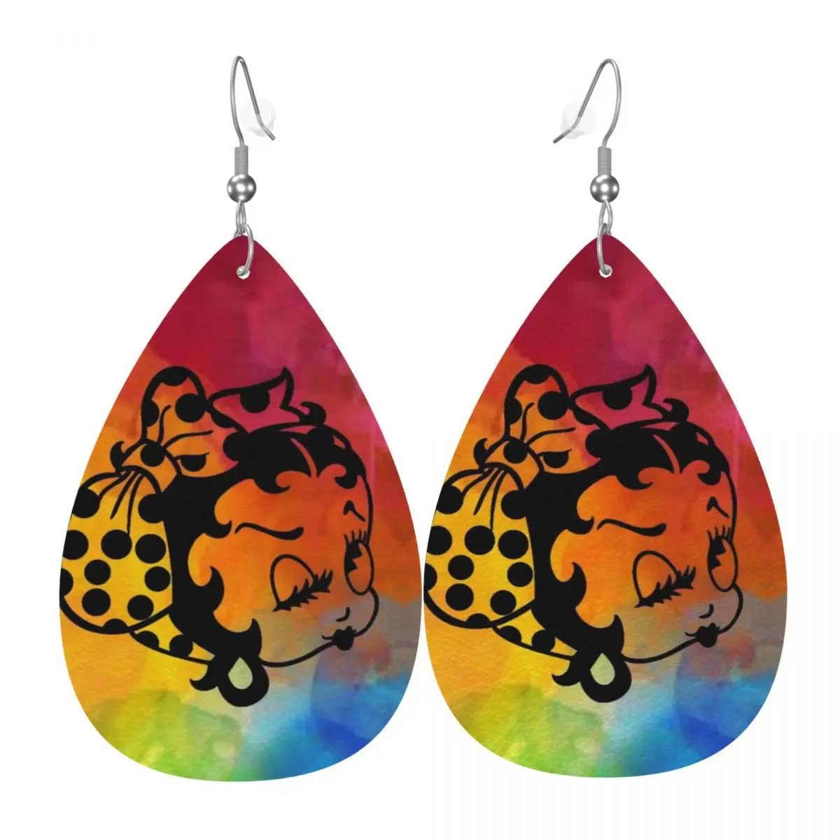 Custom Cute Betties Cartoon Boop PVC Leather Earrings Dangle Earrings Jewelry For Women Comic  For Wife Mother Gift