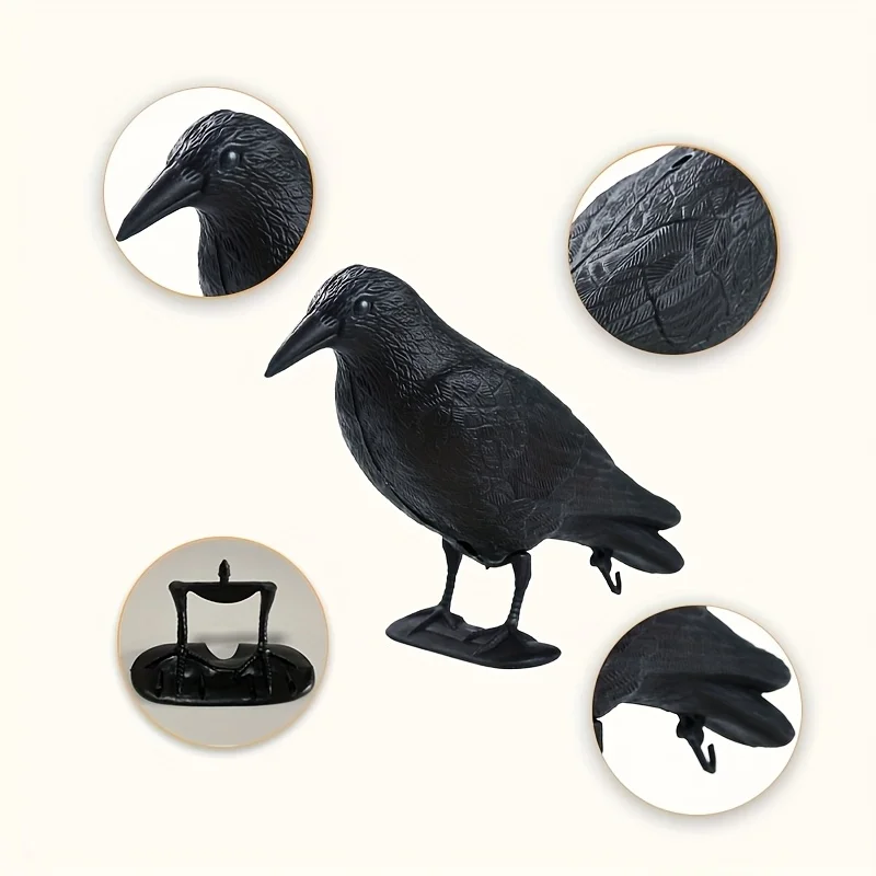 قطعة واحدة من شرك الغراب ثلاثي الأبعاد نابض بالحياة - تمثال الغراب الداخلي/الخارجي متعدد الاستخدامات للحديقة والفناء وديكور المنزل، محاكاة ثلاثية الأبعاد