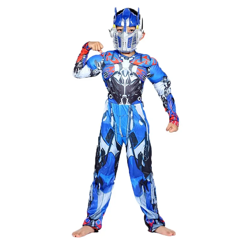 Optimus Prime Bumble Muscle Jumpsuits  Mask Halloween Costume for Kids Boys Girl The Transformers Movies Carnival Disfraz Mujer