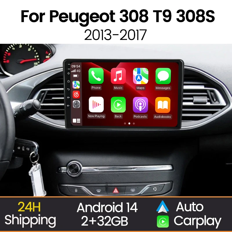 

Автомобильное радио MEKEDE с беспроводным Carplay и Android Auto для Peugeot 308 T9 308S 2013-2017, автомобильный мультимедийный плеер, навигация, GPS, WIFI