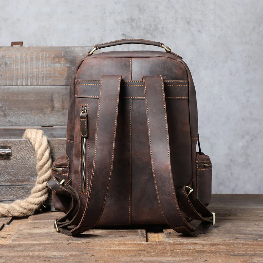 S.WORKER Vintage Echtleder-Rucksack für Herren, Große Laptop-Schultertasche aus Rindsleder, Klassische Vintage Crazy Horse Schultasche für Reisen – Detail 24