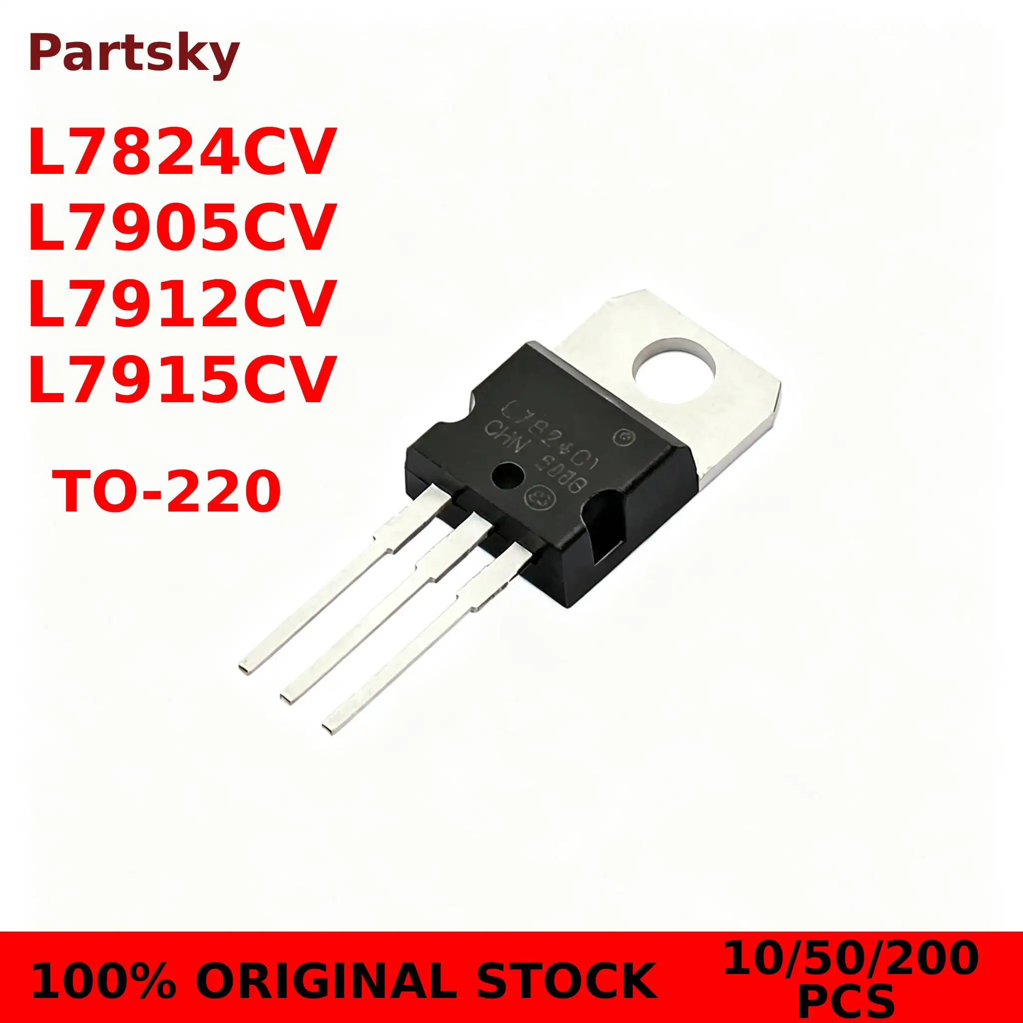 10/50/200PCS 100% New L7824CV 24V 1.5A 38V L7905CV 5V 1.5A 35V L7912CV 12V 1.5A 27V L7915CV 15V 1.5A 35V TO-220 New Stock
