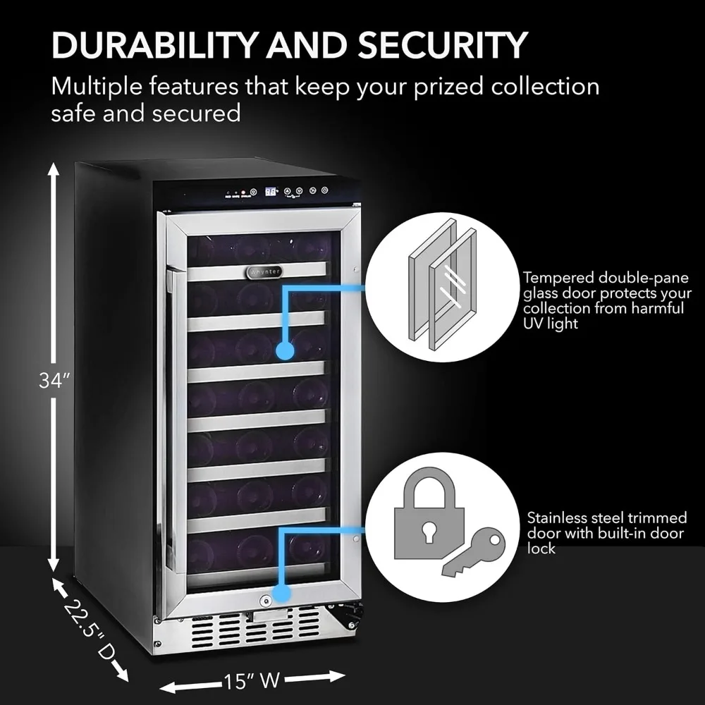 Refrigerador do vinho com controle incorporado do toque, 33 garrafa, multi autônomo, deslize para fora prateleiras do metal, 115 volts