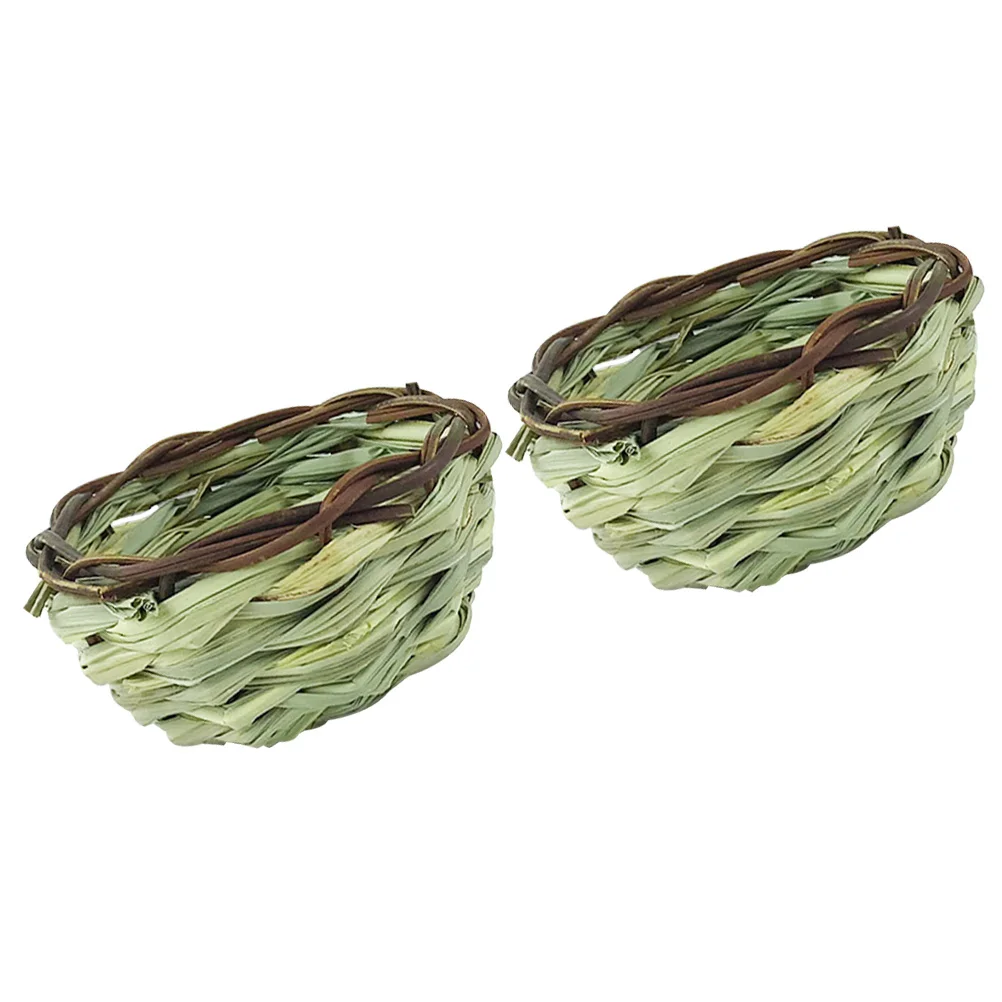 

2Pcs Bird Nest Natural Straw Woven Hideaway Shelter for Birds Breeding Sleeping Bed Garden Decor Cage Accessory