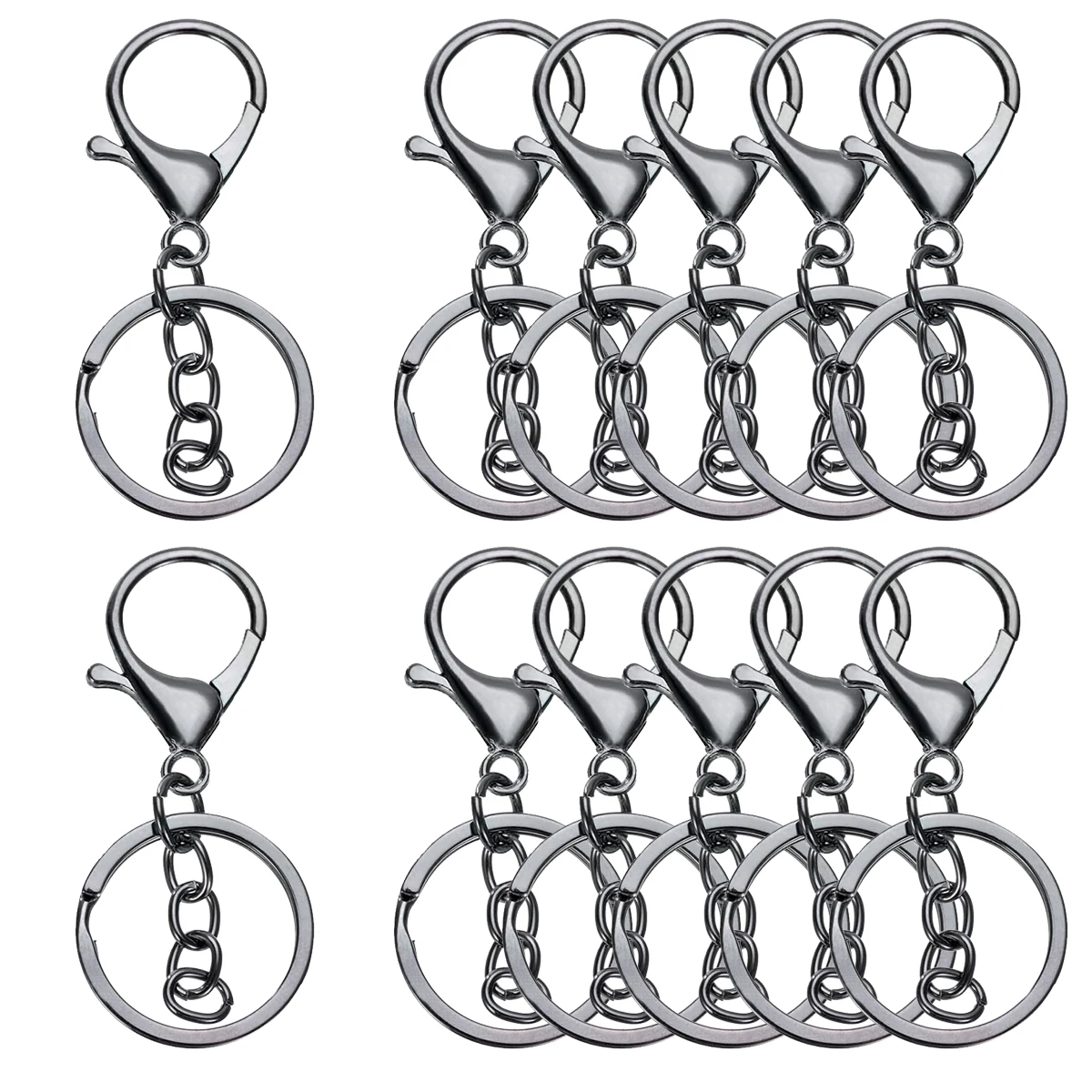 10/15/20PCS Metal lobster clasp with chain swivel spring hook with key ring lobster clasp suitable forDIY crafts keychain making