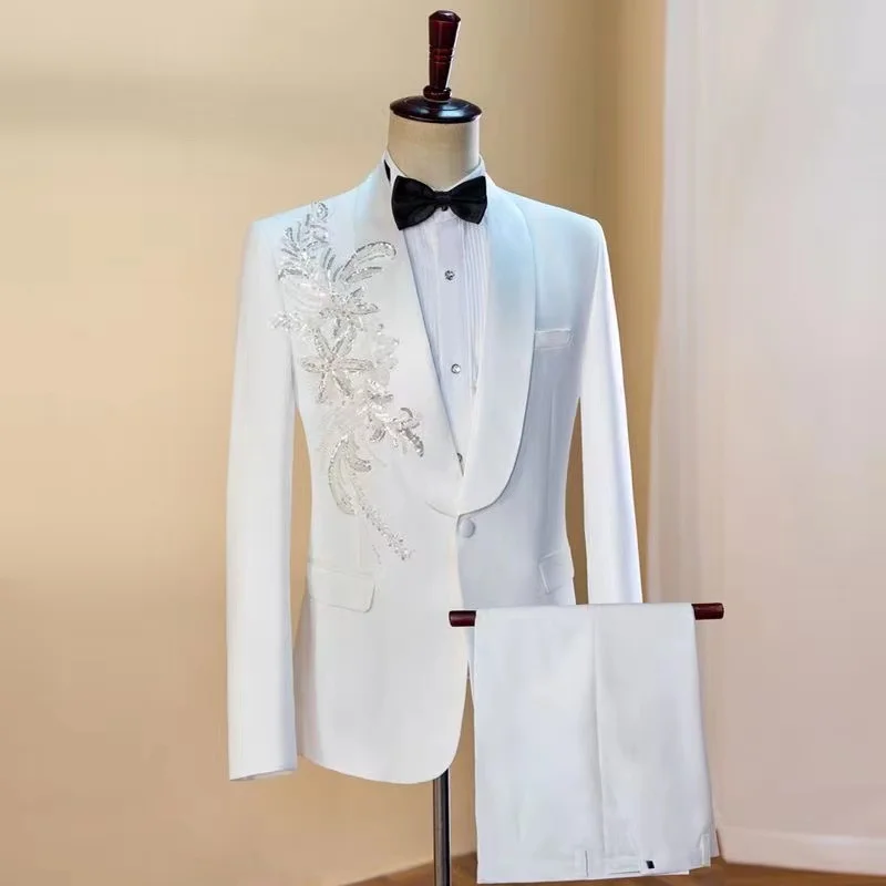 Men's suit, white best man group dress, stage choir dress