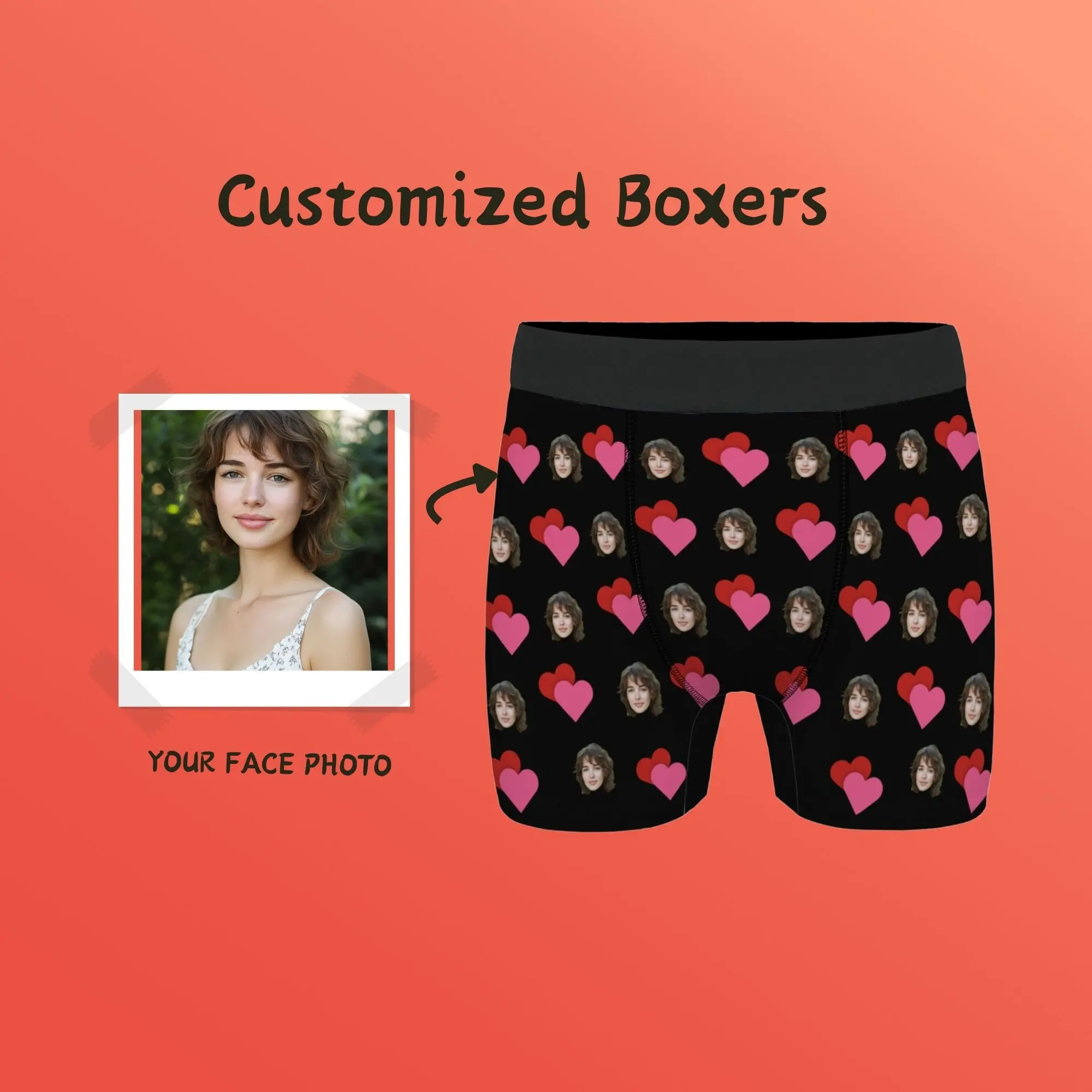 

Мужские трусы-боксеры на заказ, черные с красным и розовым сердечком, с принтом Sweet Love, подарок на день Святого Валентина для парня, мужа