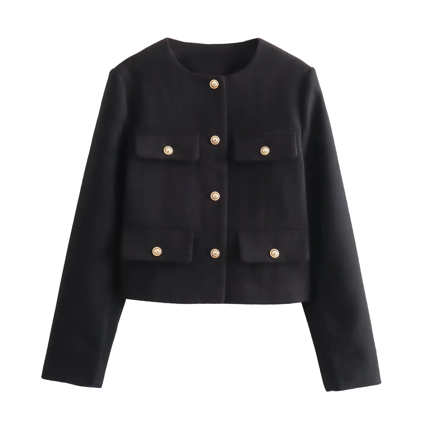 

GELITAYIN Spring And Autumn New Women's Wear Slim Fit Round Neck Elegant Commuting Fashion Women's Small Fragrant Style Sho