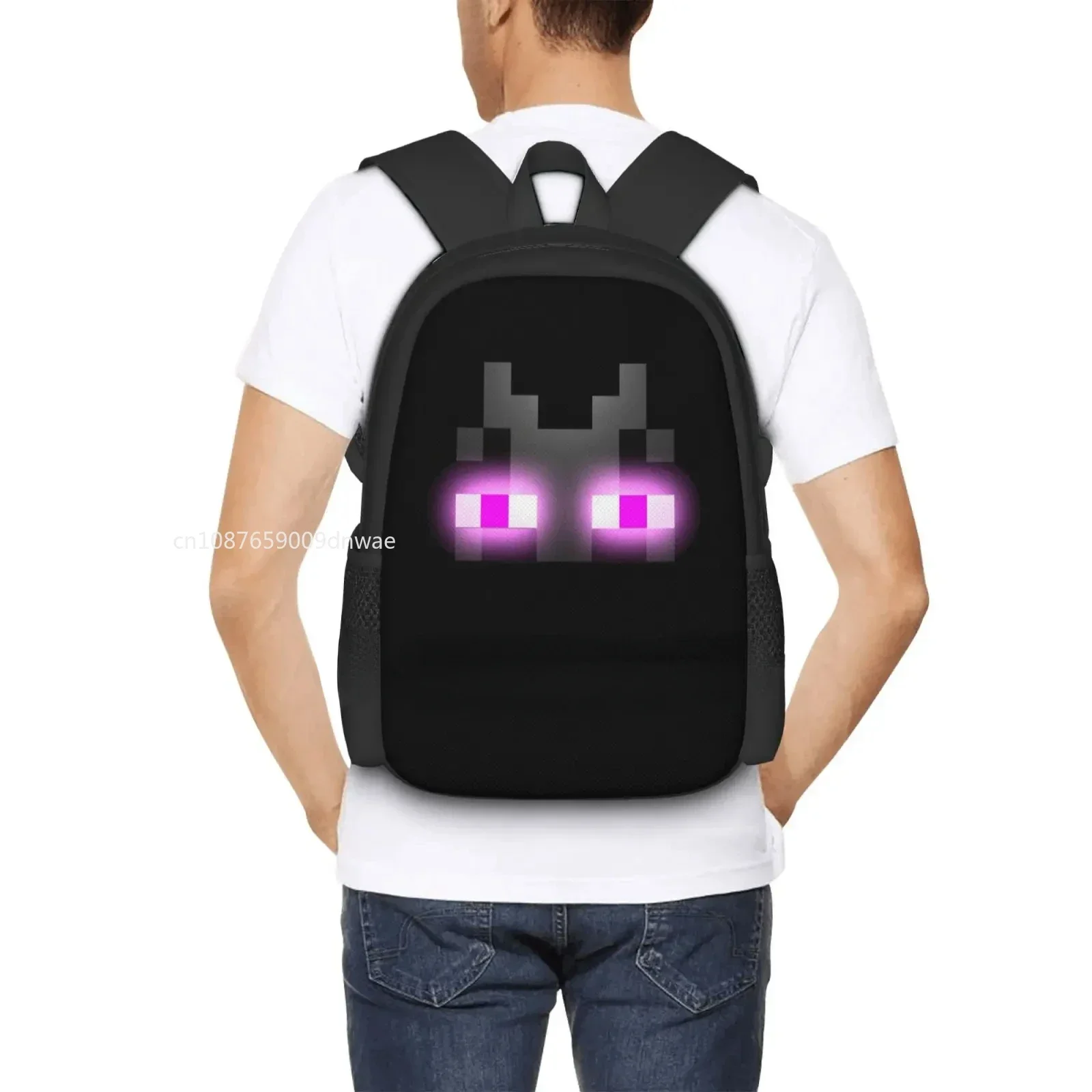 Enderman Pattern Design Bag Student\'S Backpack Enderman Slider Black