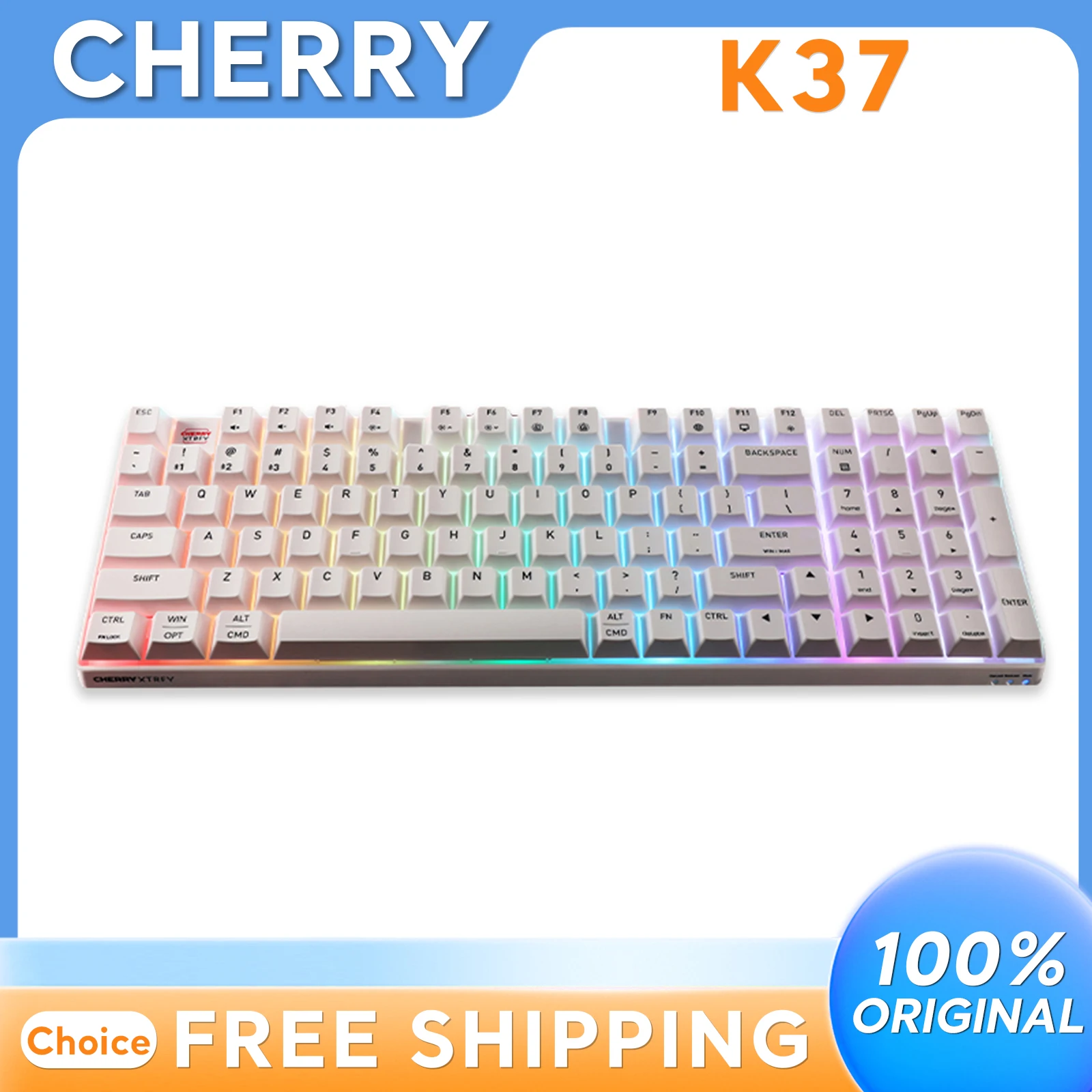 

CHERRY K37 Wireless Mechanical Keyboard RGB Gasket Three Mode Lightweight Hot Swap Gaming Office Bluetooth Laptop PC Gift