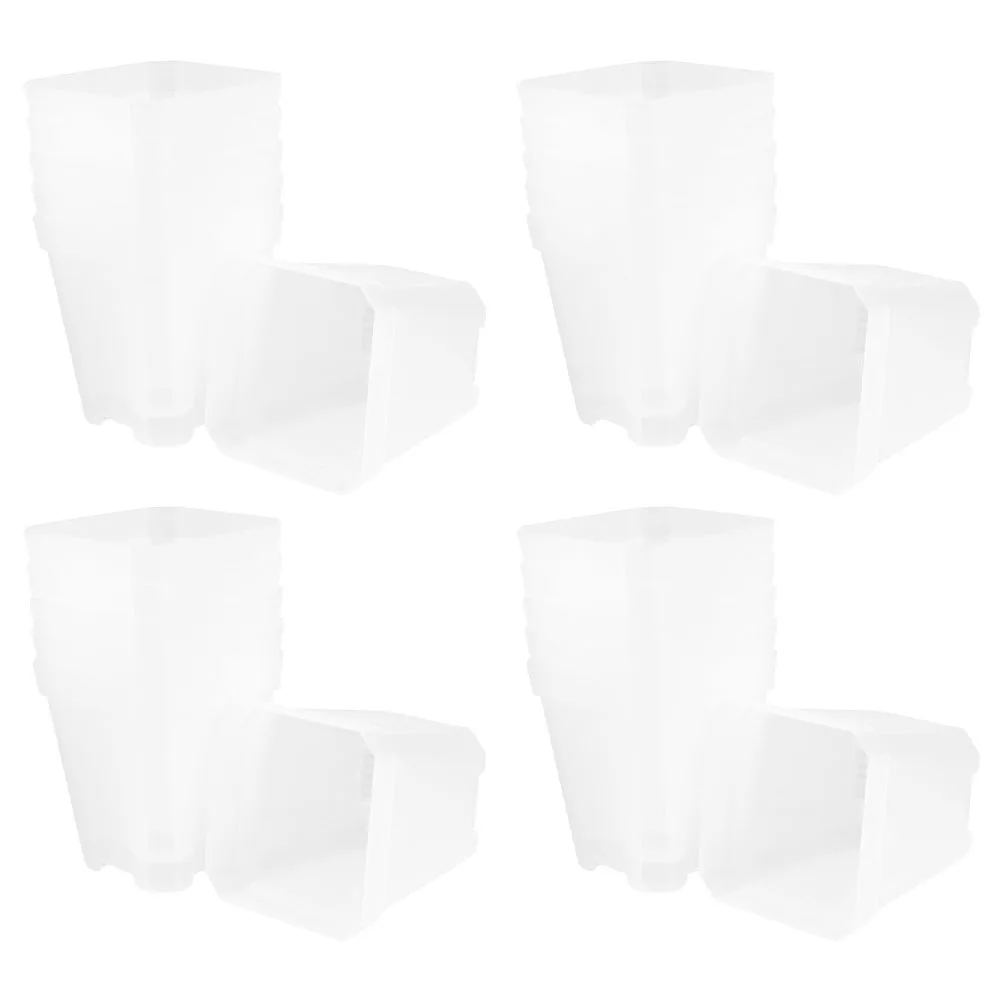

24 Pcs Plant Pot Mini Planters Seedling Nursery Pots Square Plastic Flower Transparent Starter