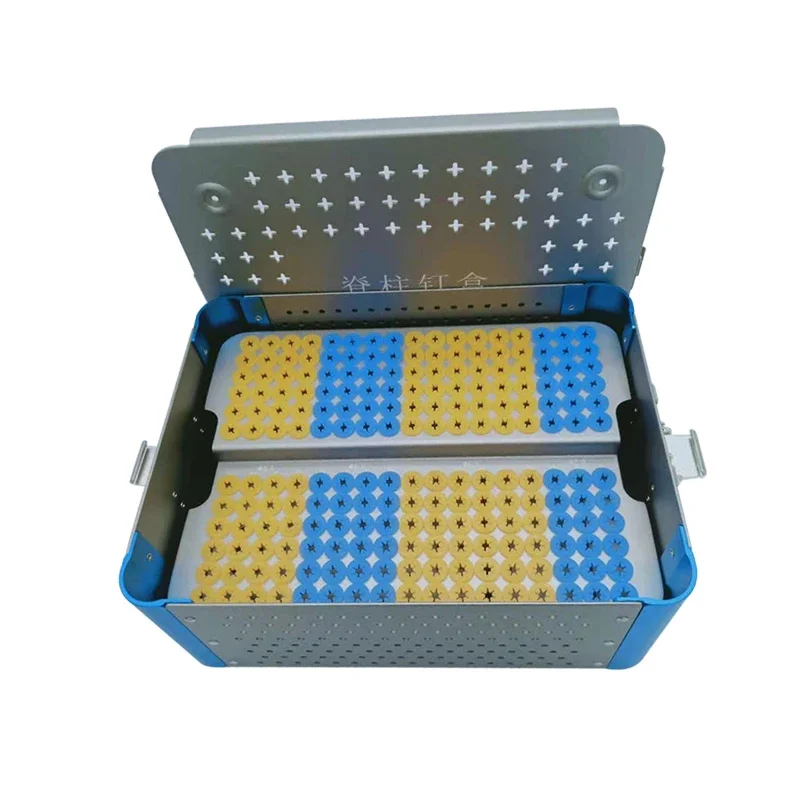 

GREATLH Medical Aluminum Alloy Spine Nail Box Sterilization Tray Case Box Orthopedic Instrument 1set pet