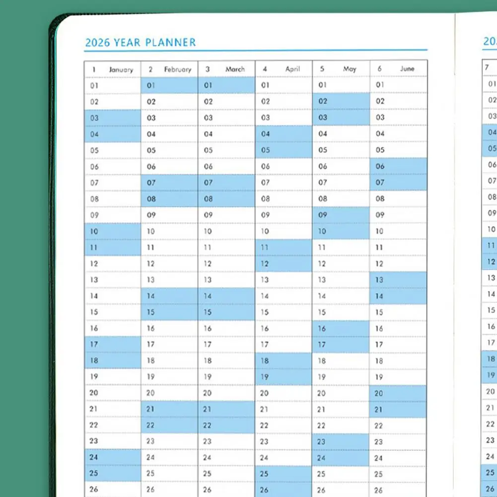 Diario di pianificazione annuale 2026 Planner con copertina in ecopelle per uomo Donna Calendario settimanale mensile Diario Contatti Note Pagine