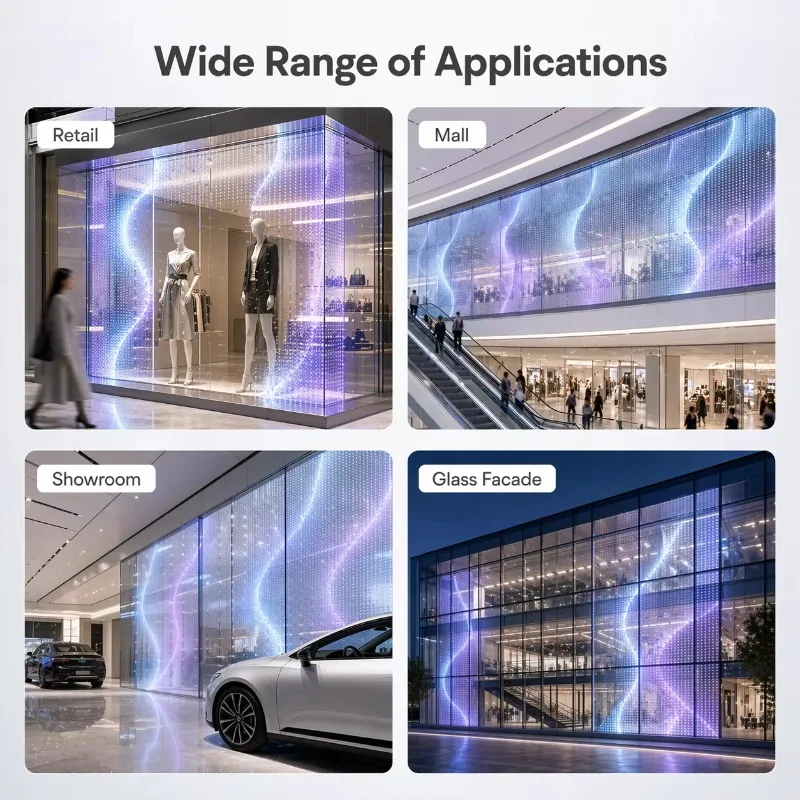 Ultra Thin Transparent LED Crystal Film Screen Flexible LED Film Display for Glass Wall Shopping Mall Storefront - view 6