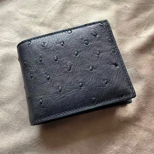 2025 New Ostrich Leather Men's Short Wallet Genuine Leather Wallets  Card Holder For Business And Leisure Small Wallet 45 - view 2