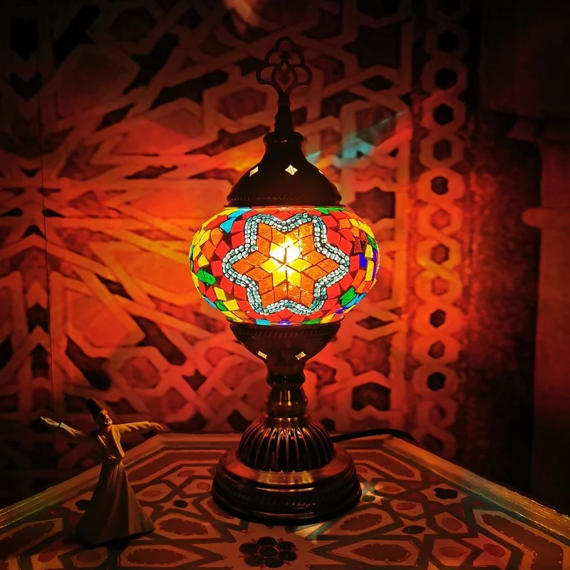 

Moroccan Table Lamp Retro ethnic style bedroom study exotic Turkish flower table lamp package