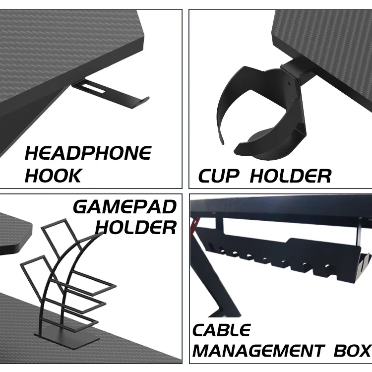 Computer Gaming Table With Monitor Stand Pc E-sports Gamer Desk With Shelf Cool Black Gaming Desk