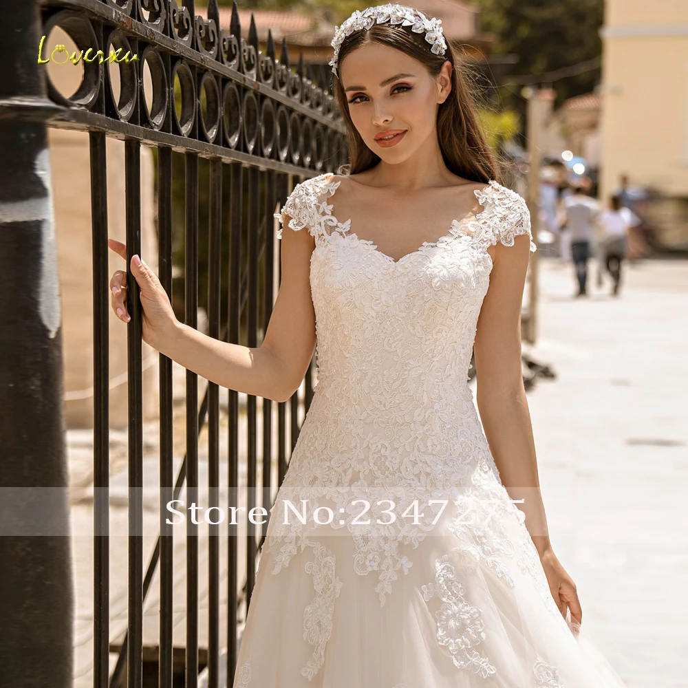 Loverxu a-line suknie ślubne w stylu Vintage 2024 kochanie czapka z daszkiem w stylu Sleeeve Vestido De Novia appliqules klasyczna czarująca szata De Mariee