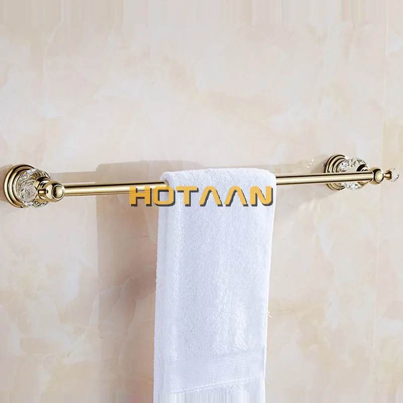 60cm Bathroom Single Towel Bar Towel Rack Towel Holder Solid stainless steel  Golden  Crystal Decoration Bathroom Accessories