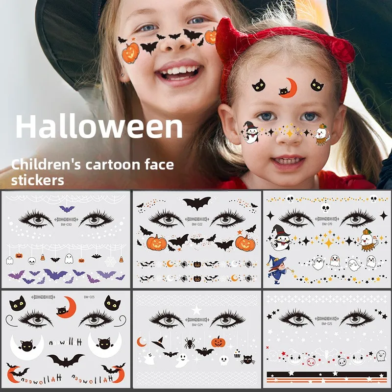 

6Set of Halloween Makeup Cartoon Funny Personality Face Tattoo Stickers Party Stickers