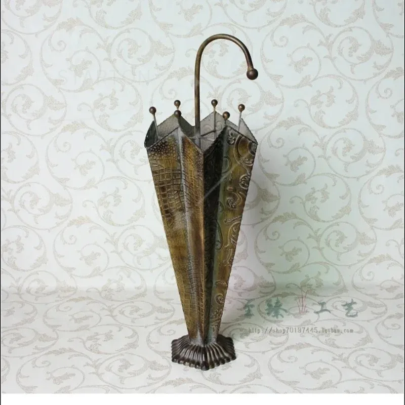 American Retro Floor Metal Umbrella Stand Household Umbrella Storage Bucket Storage Rack Creative Iron Anti-rust Umbrella Stand