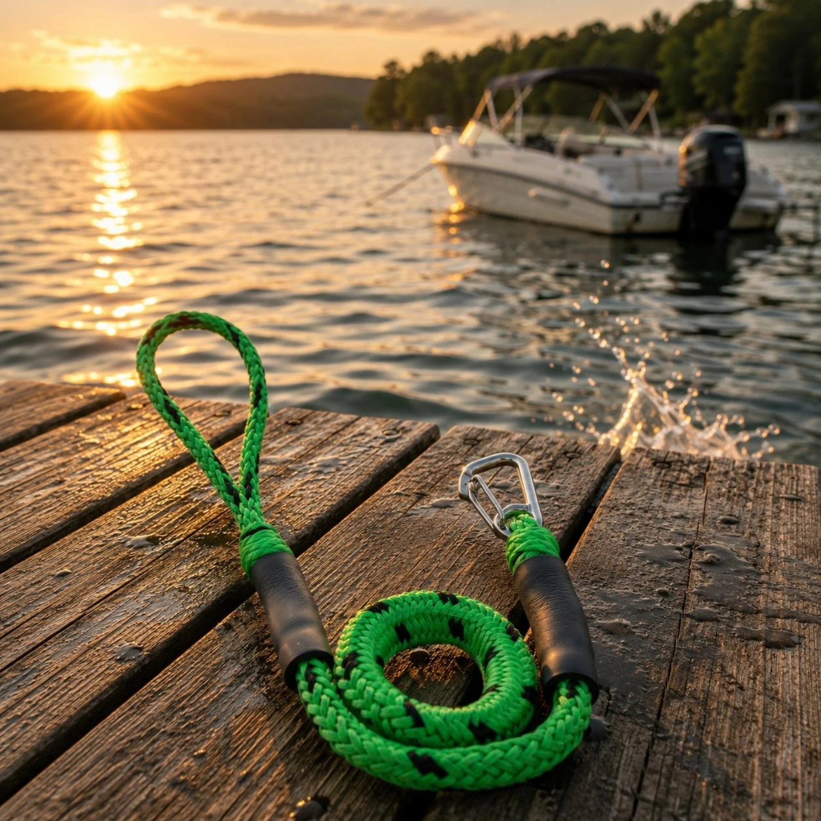 Bungee Dock Line Shock-Absorbing Elastic Mooring Line Marine Gear Guarding Sleeves Metal Hook for Docking, Boating