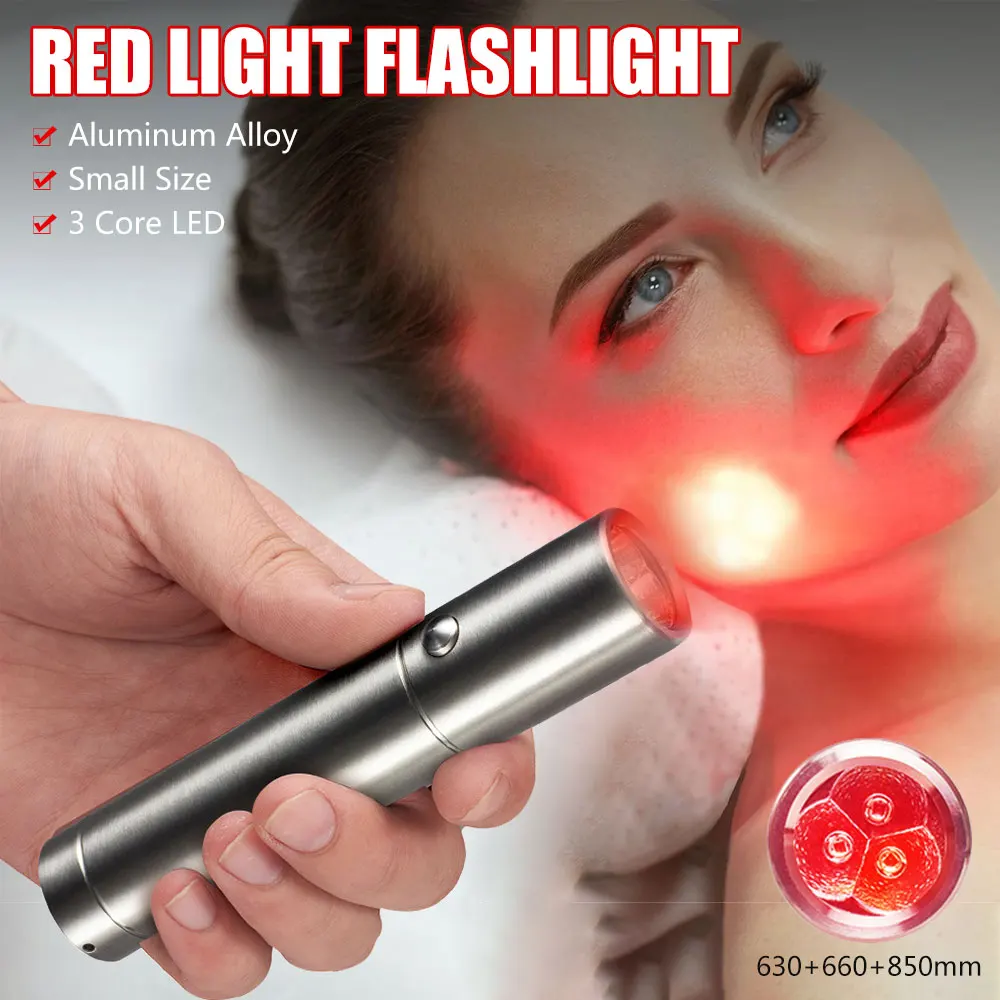 Mini 3LED Red Flashlight 1Mode Nurses Caregiver Vein Imaging 603+660+850nm Vein Finder Torch Pocket Tactical Hunting Flashlight