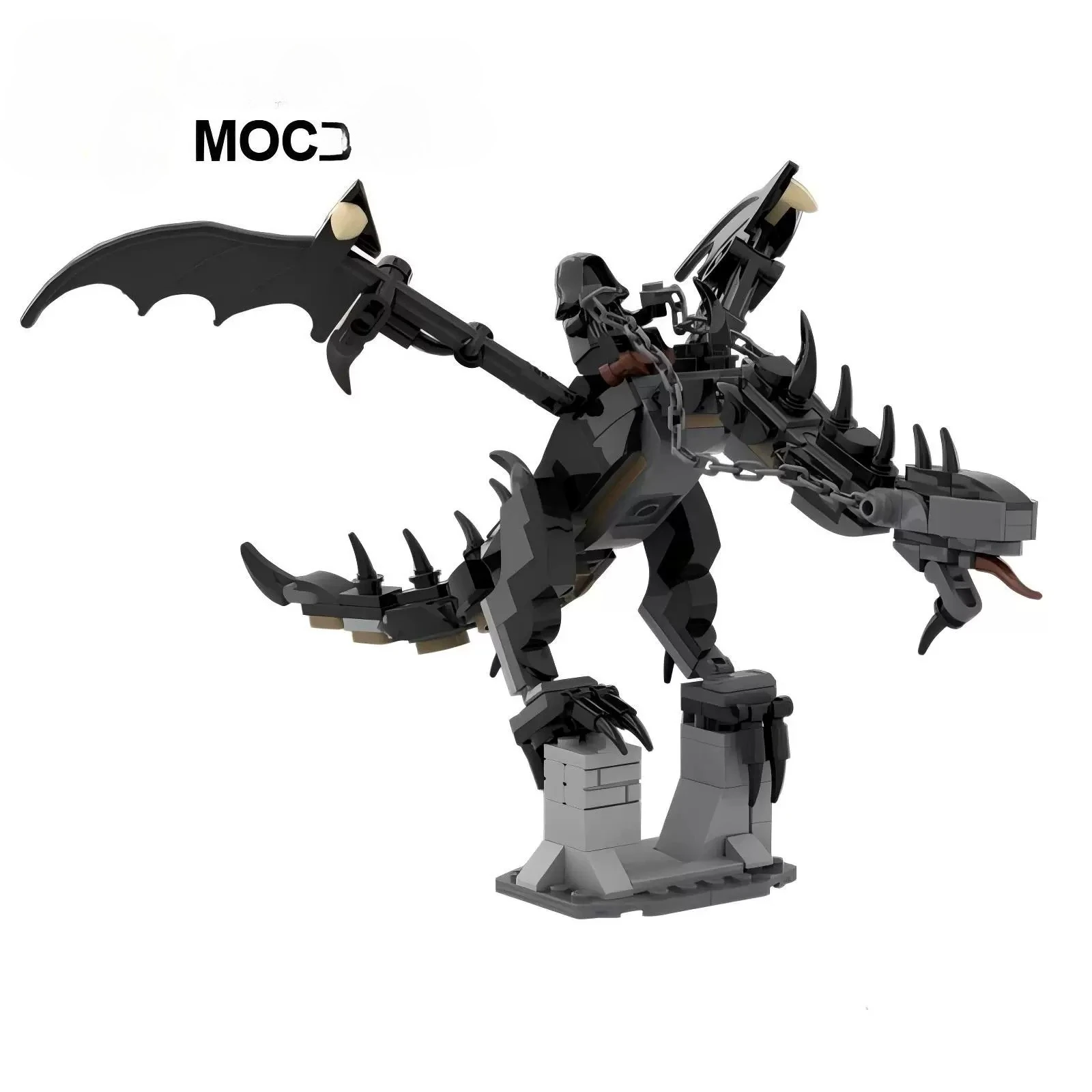 World-class Fierce Beast Movie Black Demon Dragon Model BUilding Blocks Ornament Holiday Birthday Gift for Fans Collectors