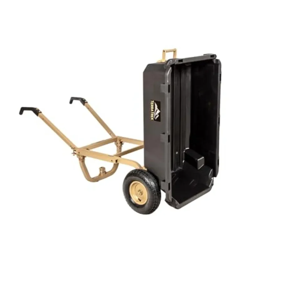 Heavy-Duty Garden Cart on Wheels 7 Cu. Ft. 2-in-1 Utility Wagon Wheelbarrow for outdoor use, steel frame, black, 600 lb. capaci