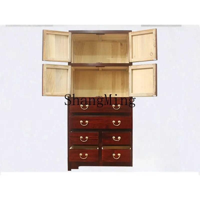 

ZHB camphor wood chest cabinet storag bedroom living room high cabinet with door drawe camphor