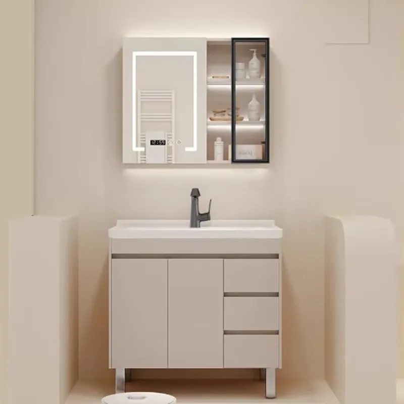 

Nordic Shelf Bathroom Cabinet Waterproof European Makeup Storage Bathroom Vanity Mirror Luxury Meuble Salle De Bain Furniture