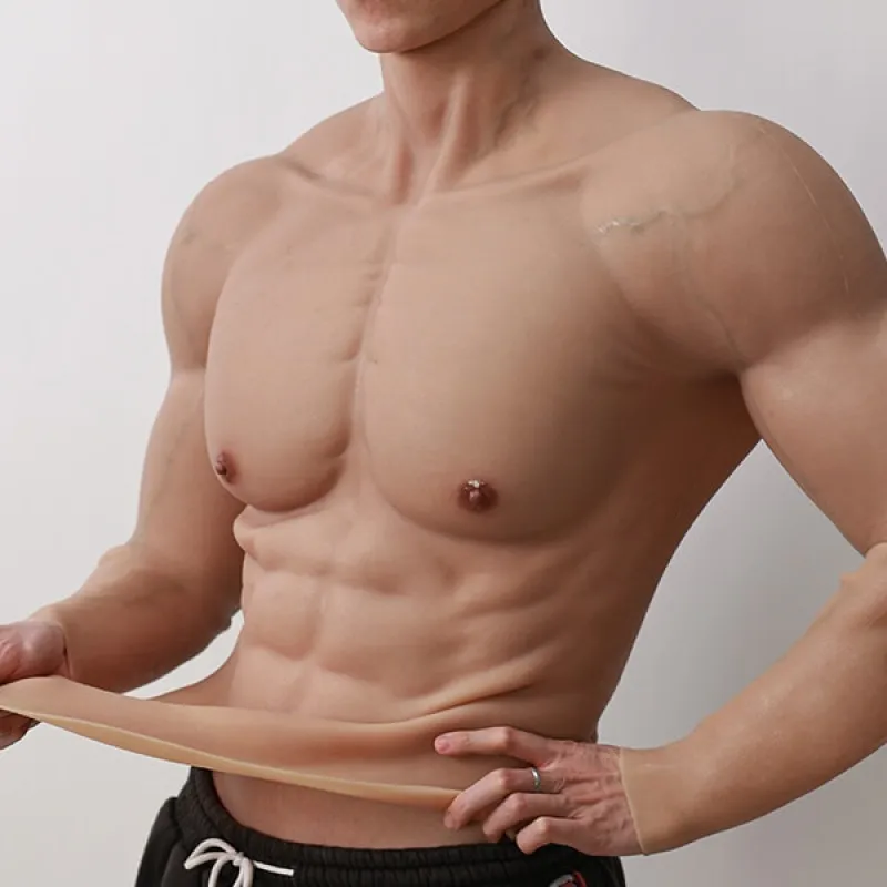 Fake Muscle Silicone Soft Muscle Suit Chest Plate Simulation Skin Breast Form Cosplay Party
