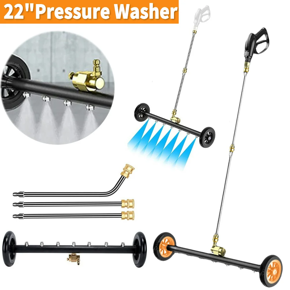 

22"Pressure Washer 3-Wand Undercarriage Surface Cleaner 4000 PSI 1/4 Quick Connector Car Chassis High Pressure Washer