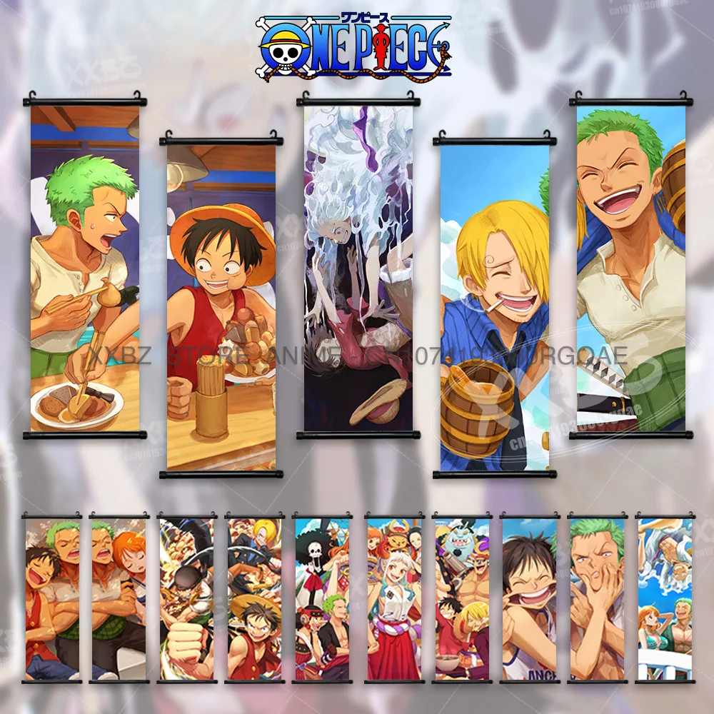 

One Piece Scroll Picture Luffy Gear 5 Wall Art Anime Nico Robin Home Decoration Nami Hanging Painting Roronoa Zoro Canvas Poster