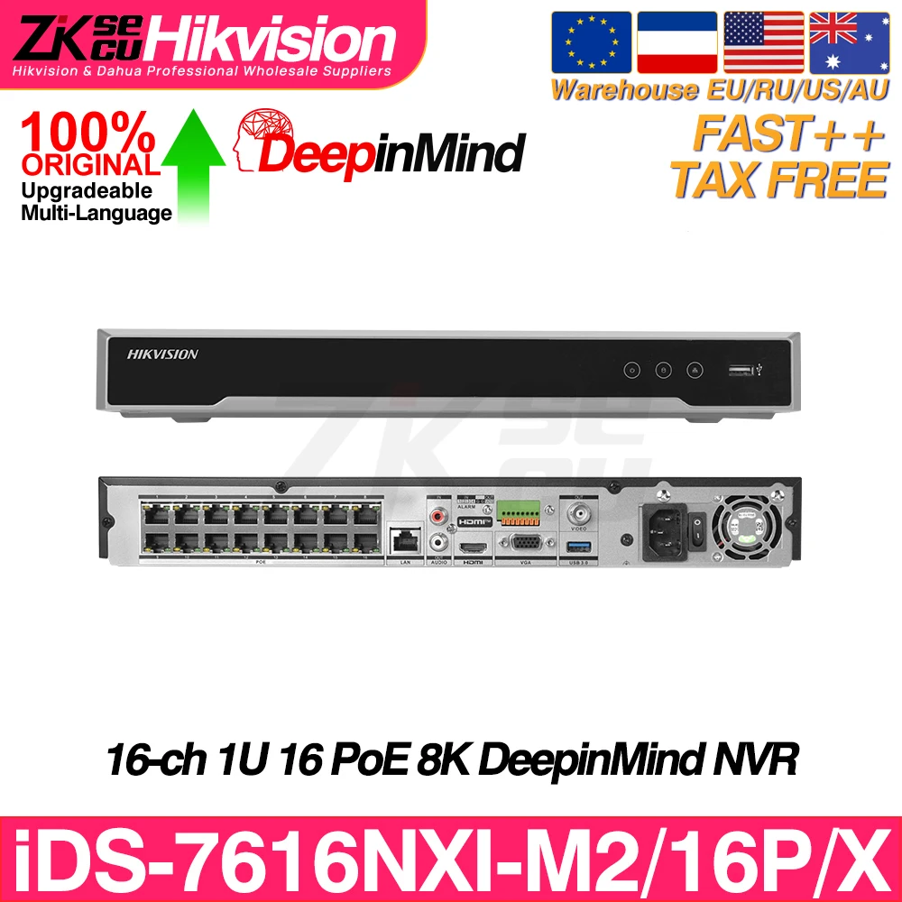 

Hikvision Network Video Recorder iDS-7616NXI-M2/16P/X 8K 1U 16CH 16POE DeepinMind 4SATA NVR AI By Camera/NVR MD2.0 Surveillance