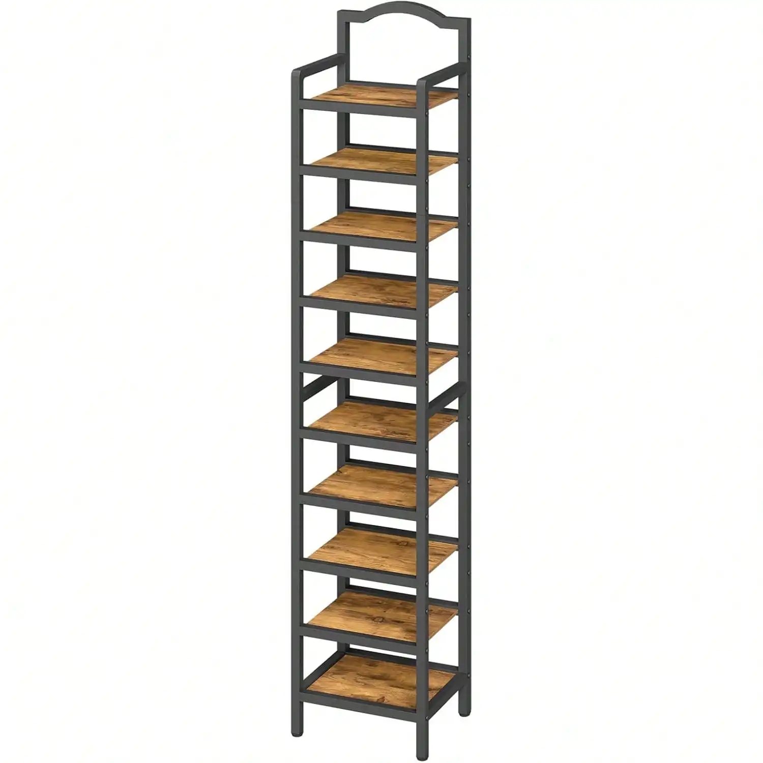 

10-Tier Tall Rack, Vertical Organizer For Small Spaces, Wooden Shelf For Entryway, Space Saving Storage, Hol