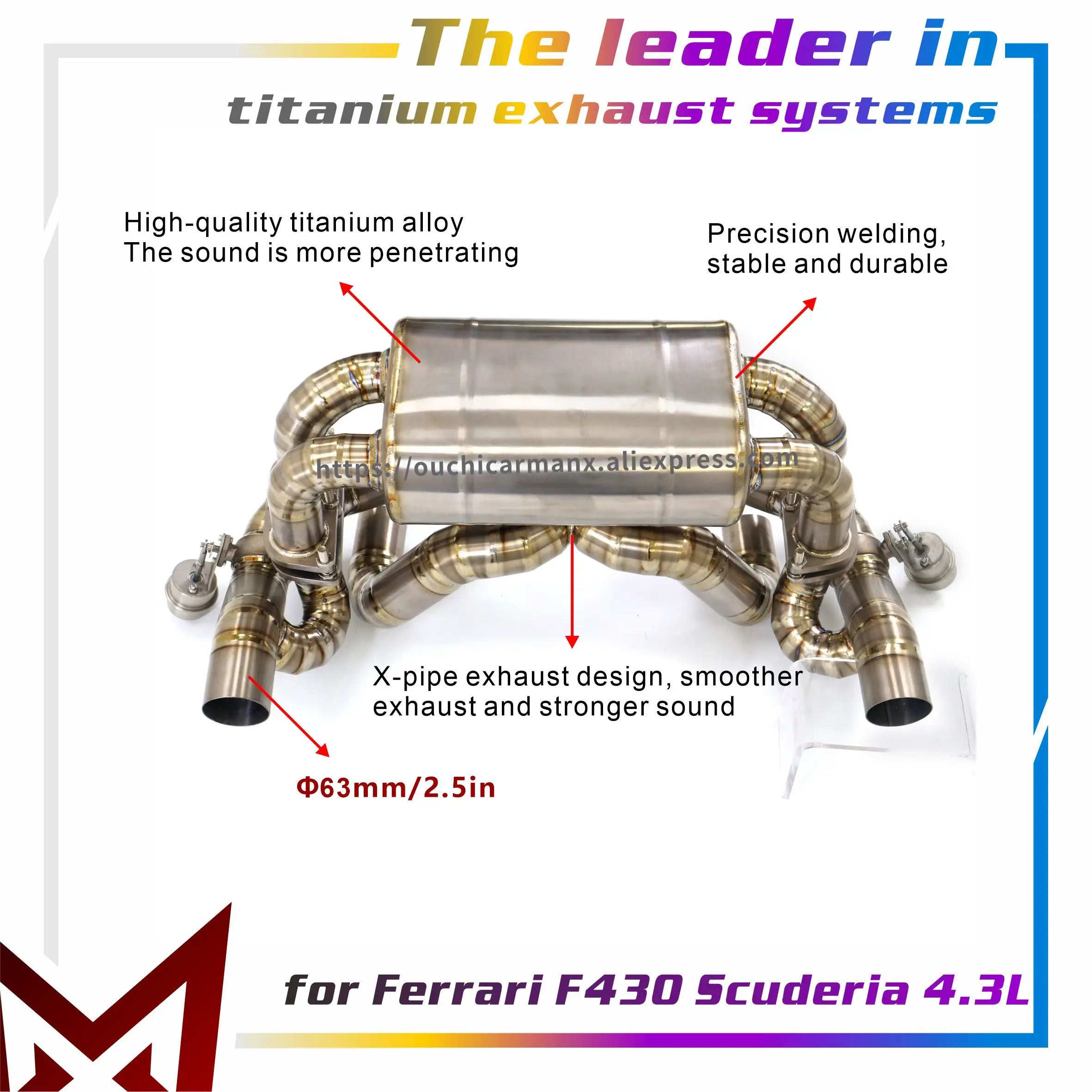 

MANX Catback Exhaust for Ferrari F430 Scuderia 4.3L Vacuum valve Excellent quality Lossless installation High quality Ti